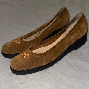 Salvatore Ferragamo Brown Suede Flats